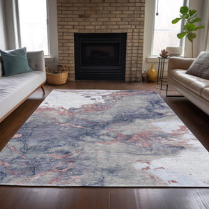 HomeRoots 5' Blush and Gray Abstract Area Rug - Stylish, Washable, Durable for Indoor and Outdoor Use 9' X 12' 631877