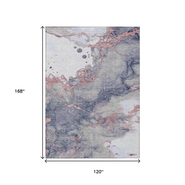 HomeRoots 5' Blush and Gray Abstract Area Rug - Stylish, Washable, Durable for Indoor and Outdoor Use 10' X 14' 631878