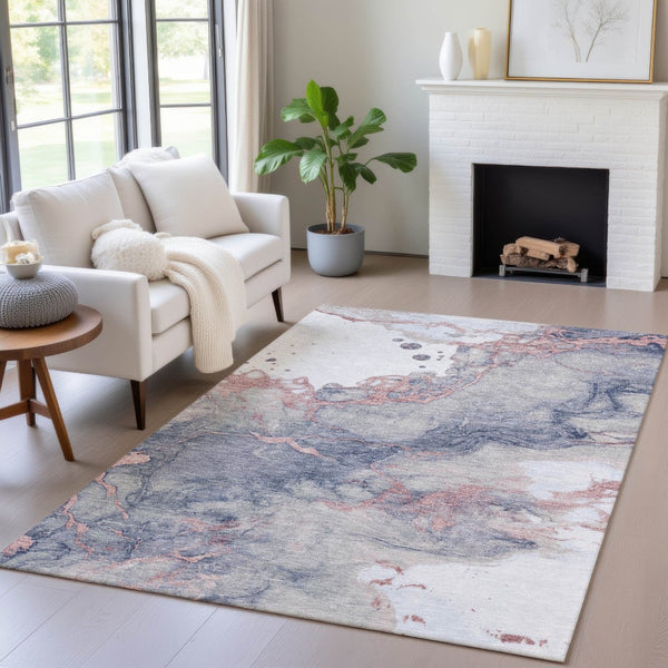 HomeRoots 5' Blush and Gray Abstract Area Rug - Stylish, Washable, Durable for Indoor and Outdoor Use 10' X 14' 631878