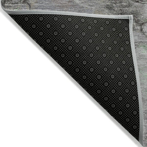 HomeRoots 5' Modern Green and Gray Abstract Washable Area Rug for Indoor and Outdoor Spaces - Easy Care Design 8' Round 631881