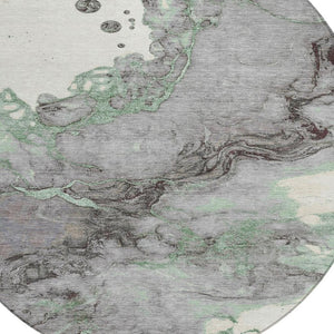 HomeRoots 5' Modern Green and Gray Abstract Washable Area Rug for Indoor and Outdoor Spaces - Easy Care Design 8' Round 631881