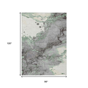 HomeRoots 5' Modern Green and Gray Abstract Washable Area Rug for Indoor and Outdoor Spaces - Easy Care Design 8' X 10' 631882