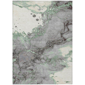 HomeRoots 5' Modern Green and Gray Abstract Washable Area Rug for Indoor and Outdoor Spaces - Easy Care Design 9' X 12' 631883