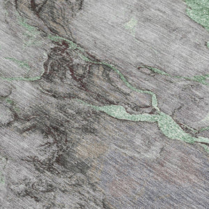 HomeRoots 5' Modern Green and Gray Abstract Washable Area Rug for Indoor and Outdoor Spaces - Easy Care Design 10' X 14' 631884