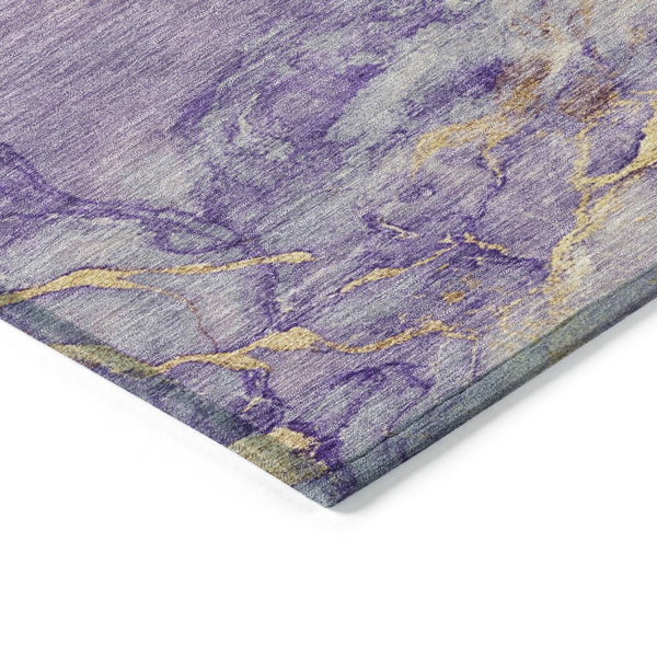 HomeRoots 5' Vibrant Purple and Gold Abstract Indoor Outdoor Area Rug - Stylish, Durable, and Washable Design 8' Round 631887