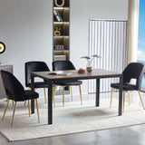 Modern Black Velvet Dining Chairs Set of 4, Metal Legs, Hollow Back - Stylish & Comfortable