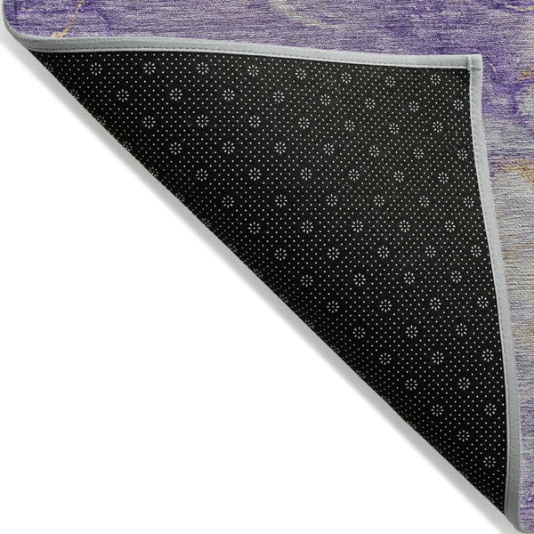 HomeRoots 5' Vibrant Purple and Gold Abstract Indoor Outdoor Area Rug - Stylish, Durable, and Washable Design 10' X 14' 631890
