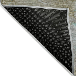 HomeRoots 5' Teal Blue and Brown Abstract Area Rug - Stylish, Washable, Durable for Indoor and Outdoor Spaces 8' X 10' 631894