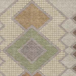 HomeRoots 5' Stylish Brown-Copper & Fern Green Geometric Washable Area Rug for Indoor & Outdoor Spaces 5' X 8' 631898
