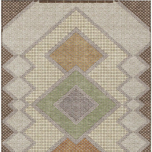 HomeRoots 5' Stylish Brown-Copper & Fern Green Geometric Washable Area Rug for Indoor & Outdoor Spaces 10' X 14' 631902