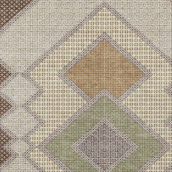 HomeRoots 5' Stylish Brown-Copper & Fern Green Geometric Washable Area Rug for Indoor & Outdoor Spaces 10' X 14' 631902