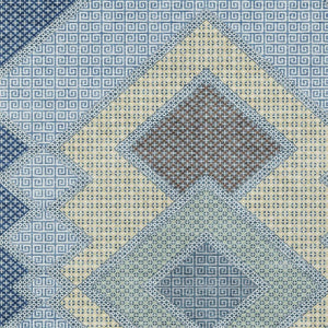 HomeRoots 5' Stylish Geometric Washable Area Rug in Denim Blue, Gray & Brown for Indoor/Outdoor Use 8' X 10' 631906