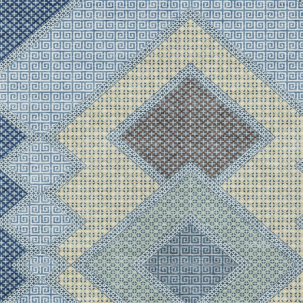 HomeRoots 5' Stylish Geometric Washable Area Rug in Denim Blue, Gray & Brown for Indoor/Outdoor Use 8' X 10' 631906