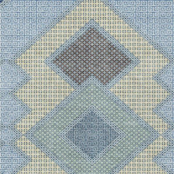 HomeRoots 5' Stylish Geometric Washable Area Rug in Denim Blue, Gray & Brown for Indoor/Outdoor Use 10' X 14' 631908