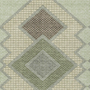 HomeRoots 5' Durable Geometric Area Rug in Green, Gray & Taupe – Stylish, Washable for Indoor & Outdoor Use 5' X 8' 631910