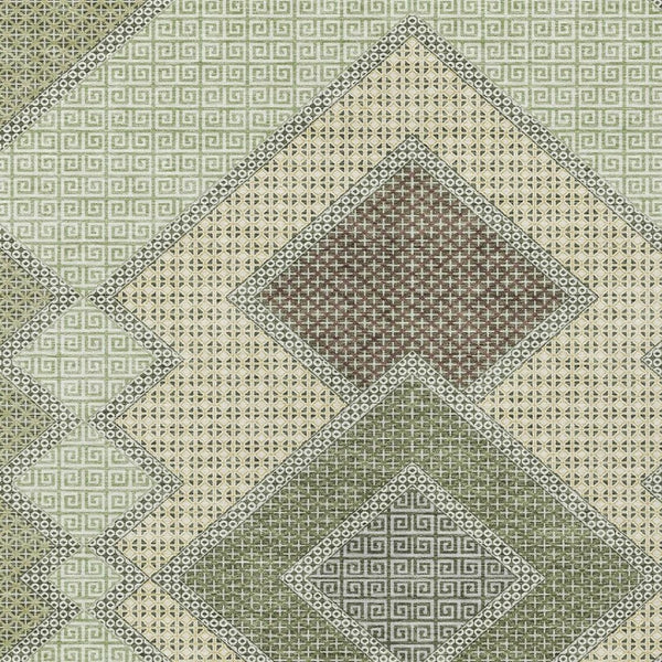 HomeRoots 5' Durable Geometric Area Rug in Green, Gray & Taupe – Stylish, Washable for Indoor & Outdoor Use 8' X 10' 631912