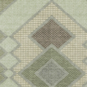 HomeRoots 5' Durable Geometric Area Rug in Green, Gray & Taupe – Stylish, Washable for Indoor & Outdoor Use 9' X 12' 631913