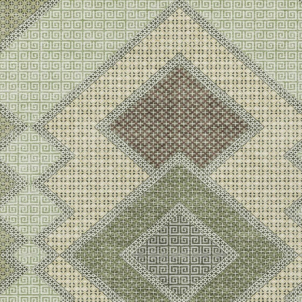 HomeRoots 5' Durable Geometric Area Rug in Green, Gray & Taupe – Stylish, Washable for Indoor & Outdoor Use 9' X 12' 631913