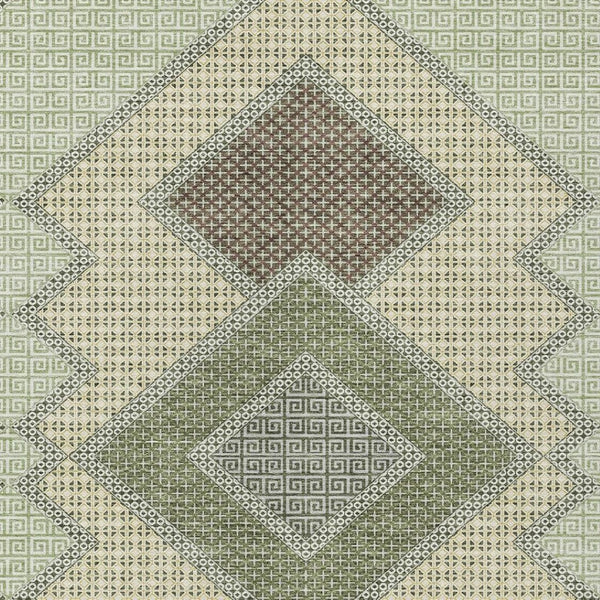 HomeRoots 10' Stylish Geometric Area Rug in Green, Gray & Taupe – Durable, Washable for Indoor/Outdoor Use! 631914