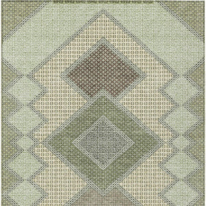 HomeRoots 10' Stylish Geometric Area Rug in Green, Gray & Taupe – Durable, Washable for Indoor/Outdoor Use! 631914