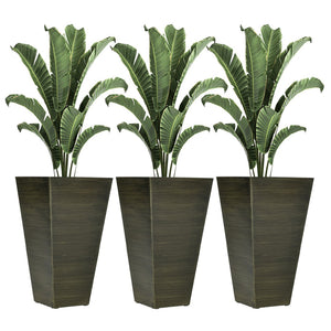 English Elm Outsunny 28" Tall Faux Wood Outdoor Planters, Set Of 3 Self-Draining, Stackable Flower Pots W2225P174505-GIGA
