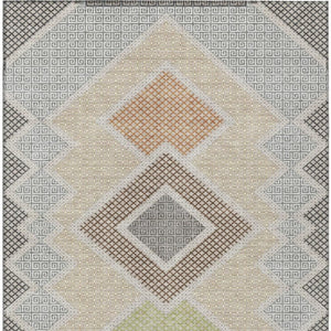 HomeRoots 5' Modern Geometric Washable Area Rug in Pewter, Copper, and Silver – Durable Indoor/Outdoor Style 5' X 8' 631922