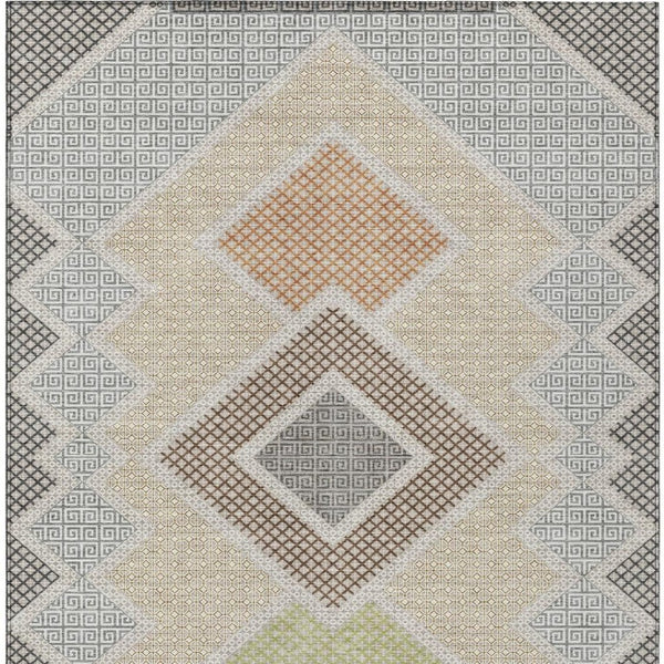 HomeRoots 5' Modern Geometric Washable Area Rug in Pewter, Copper, and Silver – Durable Indoor/Outdoor Style 5' X 8' 631922