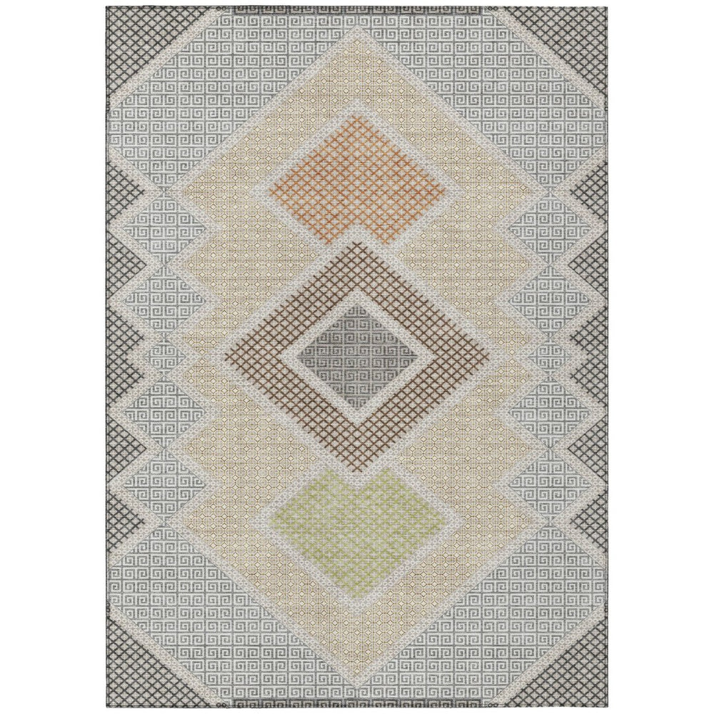 HomeRoots 8' X 10' Stylish Geometric Washable Rug in Pewter, Copper & Silver – Perfect for Indoor & Outdoor Use! 631924