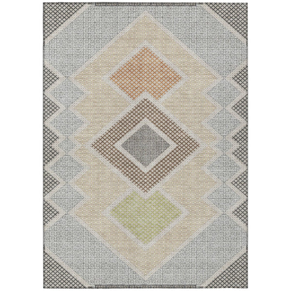 HomeRoots 8' X 10' Stylish Geometric Washable Rug in Pewter, Copper & Silver – Perfect for Indoor & Outdoor Use! 631924