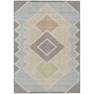 HomeRoots 5' Modern Geometric Washable Area Rug in Pewter, Copper, and Silver – Durable Indoor/Outdoor Style 10' X 14' 631926