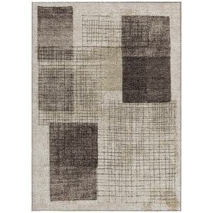 HomeRoots 5' Brown and Taupe Geometric Area Rug - Stylish, Durable, and Washable for Indoor and Outdoor Use 5' X 8' 631928