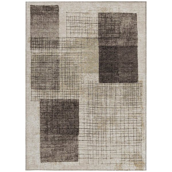 HomeRoots 5' Brown and Taupe Geometric Area Rug - Stylish, Durable, and Washable for Indoor and Outdoor Use 5' X 8' 631928