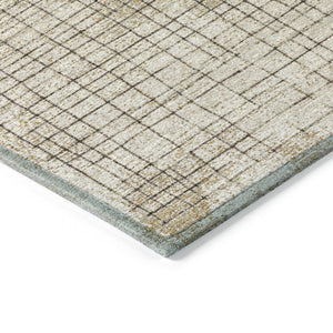 HomeRoots 5' Brown and Taupe Geometric Area Rug - Stylish, Durable, and Washable for Indoor and Outdoor Use 8' Round 631929