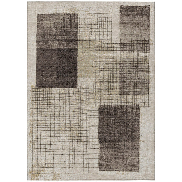 HomeRoots 5' Brown and Taupe Geometric Area Rug - Stylish, Durable, and Washable for Indoor and Outdoor Use 9' X 12' 631931