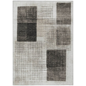 HomeRoots 5' Modern Ivory and Black Geometric Area Rug - Washable, Durable, Indoor/Outdoor, Stylish Accent 8' X 10' 631936
