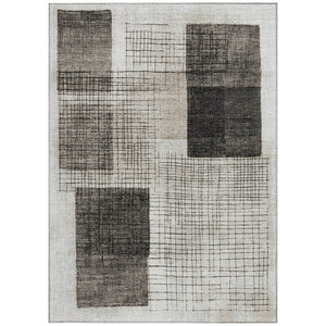 HomeRoots 5' Modern Ivory and Black Geometric Area Rug - Washable, Durable, Indoor/Outdoor, Stylish Accent 9' X 12' 631937
