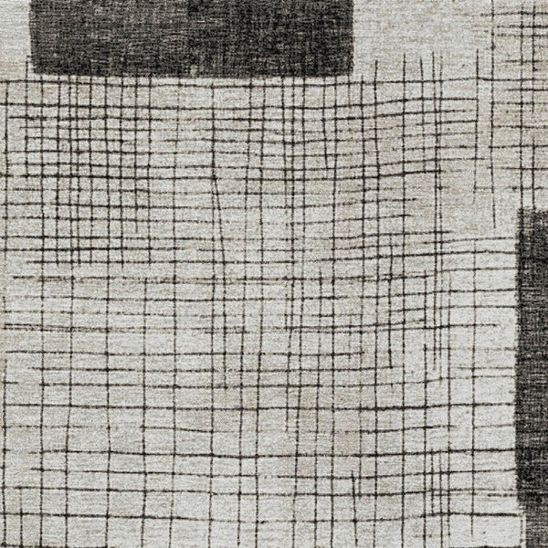 HomeRoots 5' Modern Ivory and Black Geometric Area Rug - Washable, Durable, Indoor/Outdoor, Stylish Accent 9' X 12' 631937