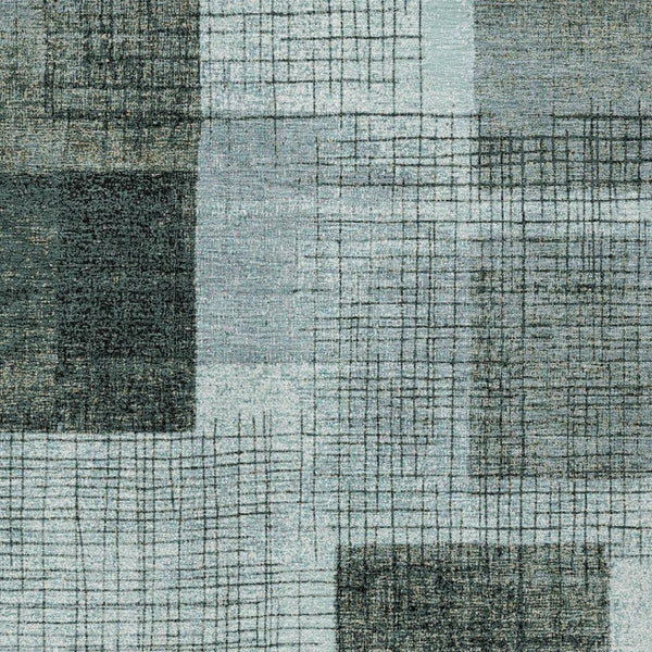HomeRoots 5' Stylish Teal Blue and Gray Geometric Washable Area Rug for Indoor and Outdoor Spaces, Durable & Easy Care 5' X 8' 631940