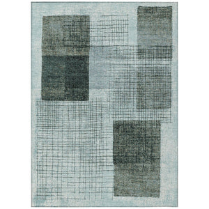 HomeRoots 5' Stylish Teal Blue and Gray Geometric Washable Area Rug for Indoor and Outdoor Spaces, Durable & Easy Care 9' X 12' 631943