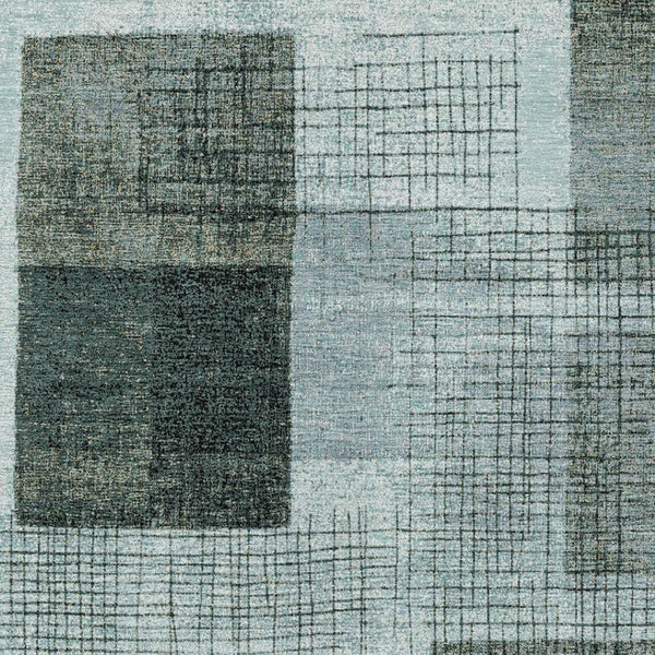 HomeRoots 5' Stylish Teal Blue and Gray Geometric Washable Area Rug for Indoor and Outdoor Spaces, Durable & Easy Care 9' X 12' 631943