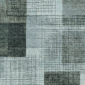 HomeRoots 5' Stylish Teal Blue and Gray Geometric Washable Area Rug for Indoor and Outdoor Spaces, Durable & Easy Care 10' X 14' 631944