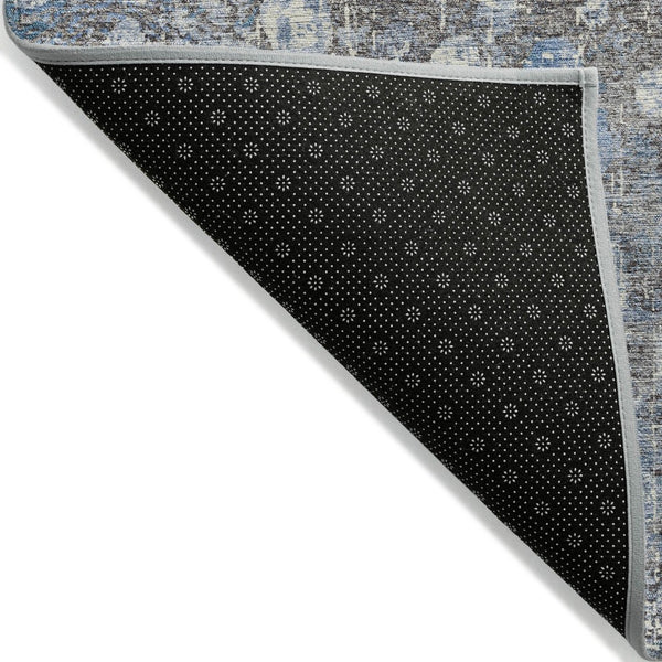 HomeRoots 5' Blue and Gray Abstract Area Rug - Durable, Washable, Modern Design for Indoor and Outdoor Use 5' X 8' 631946