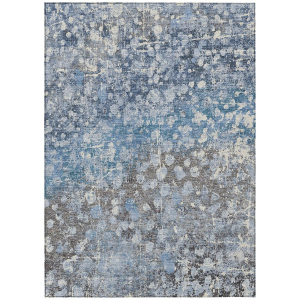 HomeRoots 5' Blue and Gray Abstract Area Rug - Durable, Washable, Modern Design for Indoor and Outdoor Use 9' X 12' 631949