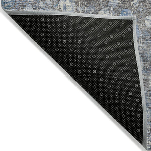 HomeRoots 5' Blue and Gray Abstract Area Rug - Durable, Washable, Modern Design for Indoor and Outdoor Use 10' X 14' 631950