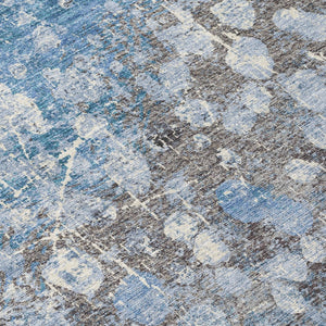 HomeRoots 5' Blue and Gray Abstract Area Rug - Durable, Washable, Modern Design for Indoor and Outdoor Use 10' X 14' 631950