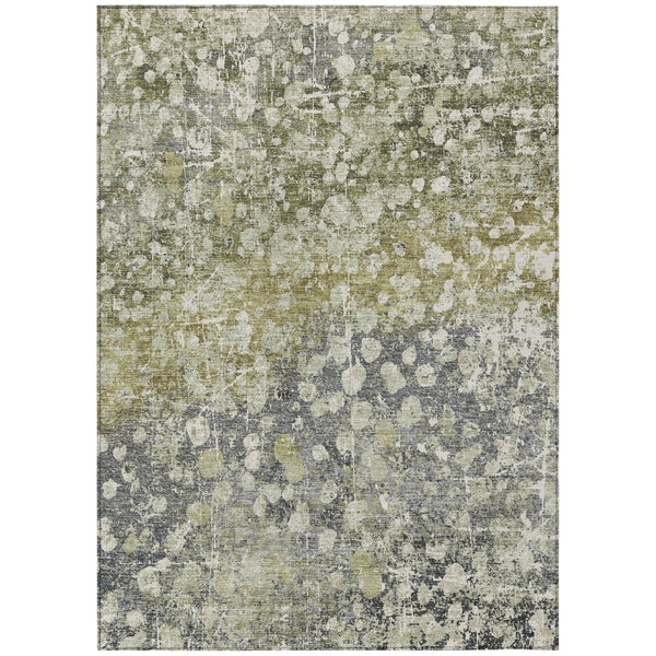 HomeRoots 5' Olive Green and Gray Abstract Area Rug - Stylish, Washable Design for Indoor and Outdoor Use 5' X 8' 631952