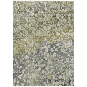 HomeRoots 5' Olive Green and Gray Abstract Area Rug - Stylish, Washable Design for Indoor and Outdoor Use 9' X 12' 631955