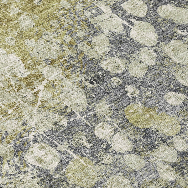 HomeRoots 5' Olive Green and Gray Abstract Area Rug - Stylish, Washable Design for Indoor and Outdoor Use 10' X 14' 631956