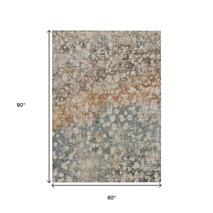 HomeRoots 5' Beige and Copper Abstract Area Rug - Stylish, Washable, Durable Design for Indoor & Outdoor Spaces 5' X 8' 631958