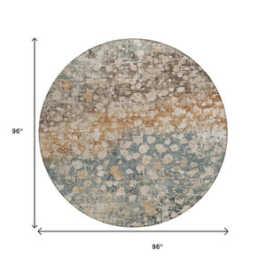 HomeRoots 5' Beige and Copper Abstract Area Rug - Stylish, Washable, Durable Design for Indoor & Outdoor Spaces 8' Round 631959